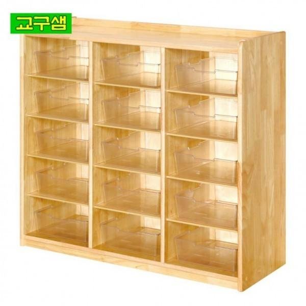 어린이 원목 투명바구니장 (15인용) H32-6
