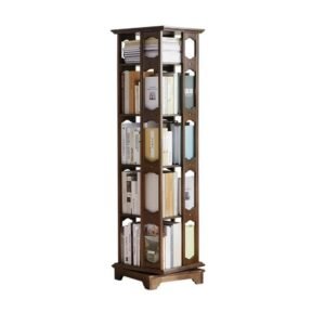 360도 원목 회전 5단 책장 (폭 44.3cm) (월넛) 전면 책장