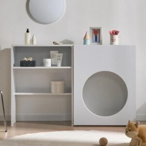 C1382 원형 오픈 수납 화장대 세트 1200 2colors